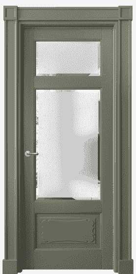 Дверь межкомнатная 6326 БОТ Сатинированное стекло с фацетом. Цвет Бук оливковый тёмный. Материал Массив бука эмаль. Коллекция Toscana Elegante. Картинка.