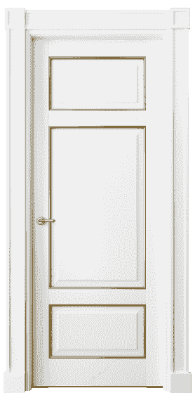 Дверь межкомнатная 6307 ББЛП. Цвет Бук белоснежный с позолотой. Материал  Массив бука эмаль с патиной. Коллекция Toscana Plano. Картинка.