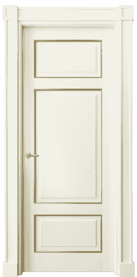 Дверь межкомнатная 6307 БМБП. Цвет Бук молочно-белый с позолотой. Материал  Массив бука эмаль с патиной. Коллекция Toscana Plano. Картинка.