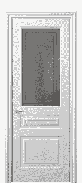 Дверь межкомнатная 8412 МБЛ Серый сатин с гравировкой. Цвет Матовый белоснежный. Материал Гладкая эмаль. Коллекция Mascot. Картинка.