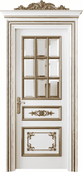 Дверь межкомнатная 6512 ББЛЗА САТ Ф. Цвет Бук белоснежный золотой антик. Материал Массив бука эмаль с патиной золото античное. Коллекция Imperial. Картинка.