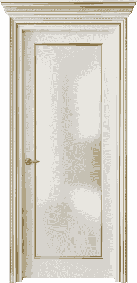 Дверь межкомнатная 6202 БМБЗ САТ. Цвет Бук молочно-белый с золотом. Материал  Массив бука эмаль с патиной. Коллекция Royal. Картинка.