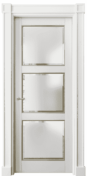 Дверь межкомнатная 6310 БСРП САТ-Ф. Цвет Бук серый с позолотой. Материал  Массив бука эмаль с патиной. Коллекция Toscana Plano. Картинка.