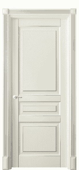 Дверь межкомнатная 0711 БМБС. Цвет Бук молочно-белый с серебром. Материал  Массив бука эмаль с патиной. Коллекция Lignum. Картинка.