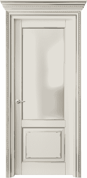Дверь межкомнатная 6212 БМБС САТ. Цвет Бук молочно-белый с серебром. Материал  Массив бука эмаль с патиной. Коллекция Royal. Картинка.