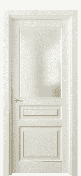Дверь межкомнатная 0710 БМБП САТ. Цвет Бук молочно-белый с позолотой. Материал  Массив бука эмаль с патиной. Коллекция Lignum. Картинка.