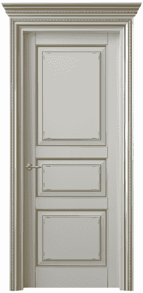 Дверь межкомнатная 6231 БСРП. Цвет Бук серый с позолотой. Материал  Массив бука эмаль с патиной. Коллекция Royal. Картинка.