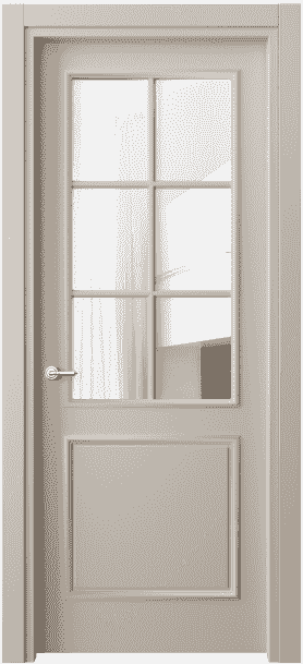 Дверь межкомнатная 8122 МСБЖ Прозрачное стекло. Цвет Матовый светло-бежевый. Материал Гладкая эмаль. Коллекция Paris. Картинка.