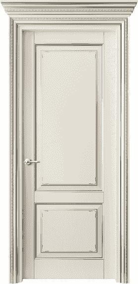 Дверь межкомнатная 6211 БМБС. Цвет Бук молочно-белый с серебром. Материал  Массив бука эмаль с патиной. Коллекция Royal. Картинка.