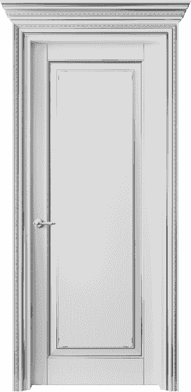Дверь межкомнатная 6201 ББЛС. Цвет Бук белоснежный с серебром. Материал  Массив бука эмаль с патиной. Коллекция Royal. Картинка.
