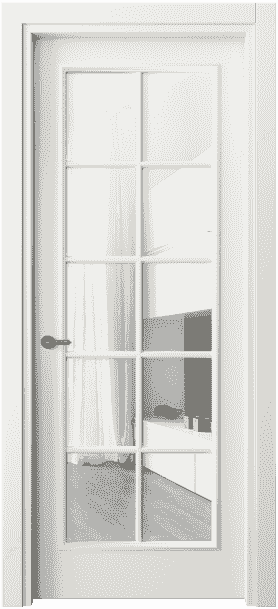 Дверь межкомнатная 8102 МЖМ Прозрачное стекло. Цвет Матовый жемчужный. Материал Гладкая эмаль. Коллекция Paris. Картинка.