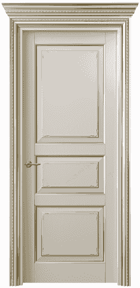 Дверь межкомнатная 6231 БОСП. Цвет Бук облачный серый с позолотой. Материал  Массив бука эмаль с патиной. Коллекция Royal. Картинка.