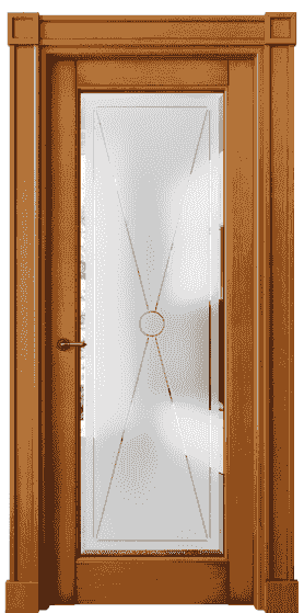 Дверь межкомнатная 6300 БСП Сатинированное стекло с гравировкой и фацетом. Цвет Бук светлый с патиной. Материал Массив бука с патиной. Коллекция Toscana Litera. Картинка.