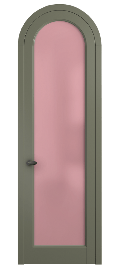 Межкомнатная дверь Palazzo 6814 Матовый оливковый тёмный Сатинированное розовое стекло, триплекс, 6мм Цена 117789 ₽ | Volhovec