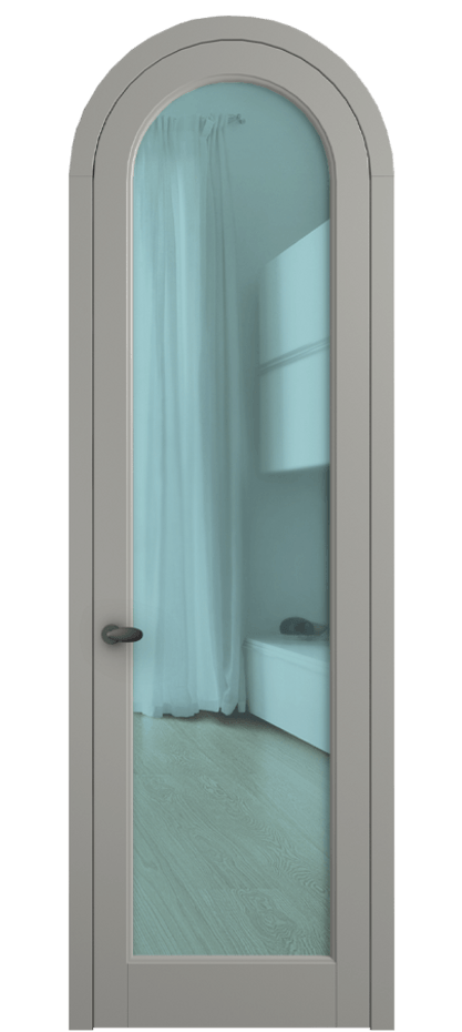 Межкомнатная дверь Palazzo 6814 Матовый нейтральный серый Прозрачное голубое стекло, триплекс, 6мм Цена 117789 ₽ | Volhovec