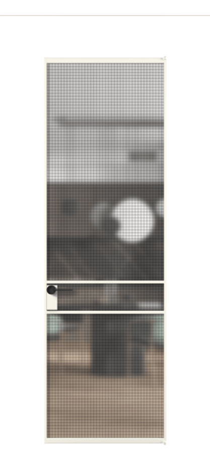 Алюминиевая дверь АЛПЛ040.02 Алюминий пудровый белый Декоративное стекло с сеткой "Mesh silver", триплекс Цена 117452  | Volhovec