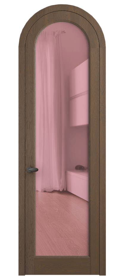 Межкомнатная дверь Palazzo 6814 Дуб туманный матовый Прозрачное розовое стекло, триплекс, 6мм Цена 194129 ₽ | Volhovec
