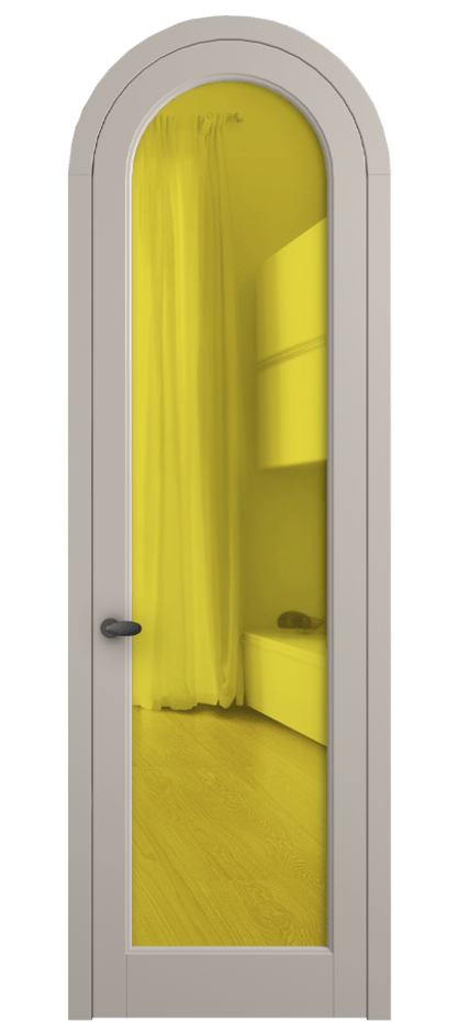 Межкомнатная дверь Palazzo 6814 Матовый светло-бежевый Прозрачное жёлтое стекло, триплекс, 6мм Цена 117789 ₽ | Volhovec