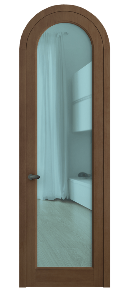 Межкомнатная дверь Palazzo 6814 Бук тёмный матовый Прозрачное голубое стекло, триплекс, 6мм Цена 161639 ₽ | Volhovec