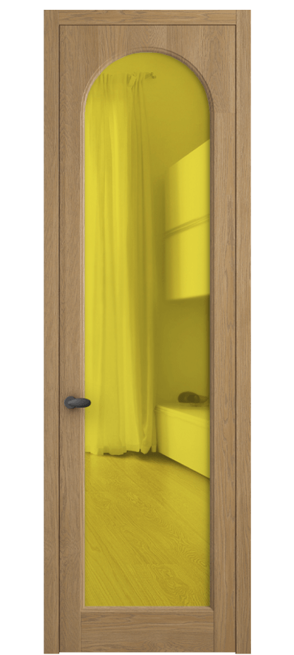 Межкомнатная дверь Palazzo 6804 Дуб пшеничный матовый Прозрачное жёлтое стекло, триплекс, 6мм Цена 139609 ₽ | Volhovec