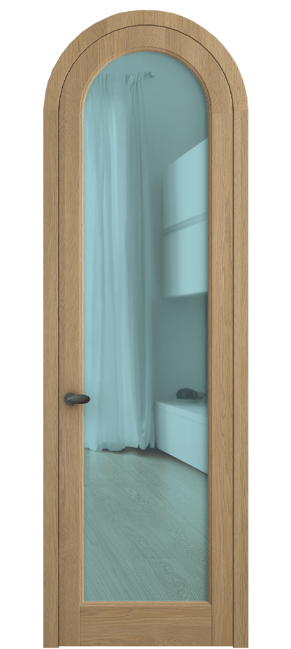Межкомнатная дверь Palazzo 6814 Дуб соломенный матовый Прозрачное голубое стекло, триплекс, 6мм Цена 194129 ₽ | Volhovec