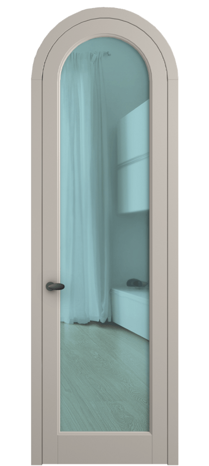 Межкомнатная дверь Palazzo 6814 Матовый светло-бежевый Прозрачное голубое стекло, триплекс, 6мм Цена 117789 ₽ | Volhovec