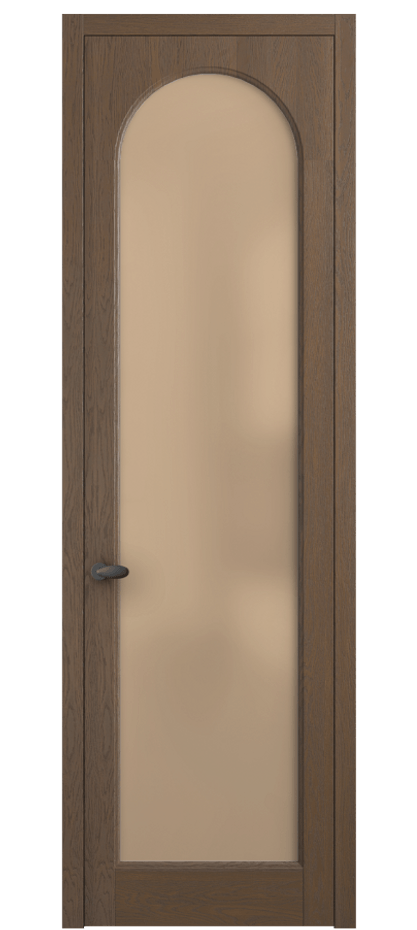 Межкомнатная дверь Palazzo 6804 Дуб туманный матовый Сатинированное оранжевое стекло, триплекс, 6мм Цена 139609 ₽ | Volhovec