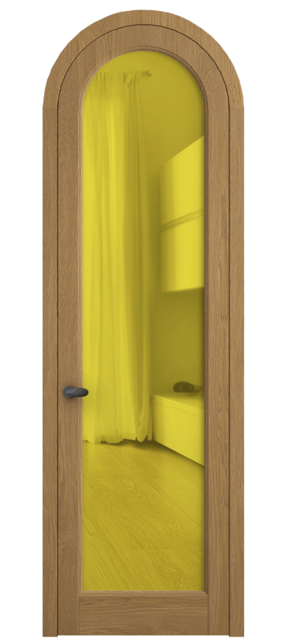 Межкомнатная дверь Palazzo 6814 Дуб солнечный матовый Прозрачное жёлтое стекло, триплекс, 6мм Цена 194129 ₽ | Volhovec