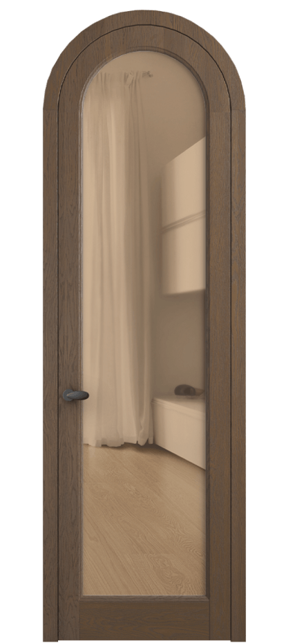 Межкомнатная дверь Palazzo 6814 Дуб туманный матовый Прозрачное оранжевое стекло, триплекс, 6мм Цена 194129 ₽ | Volhovec