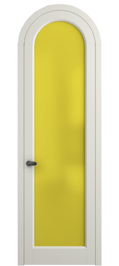 Межкомнатная дверь Palazzo 6814 Матовый жемчужный Сатинированное жёлтое стекло, триплекс, 6мм Цена 117789 ₽ | Volhovec