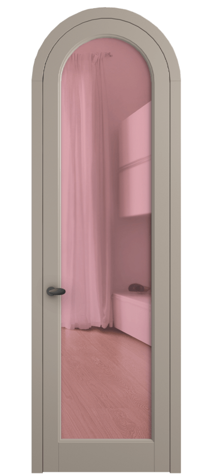 Межкомнатная дверь Palazzo 6814 Матовый бисквитный Прозрачное розовое стекло, триплекс, 6мм Цена 117789 ₽ | Volhovec