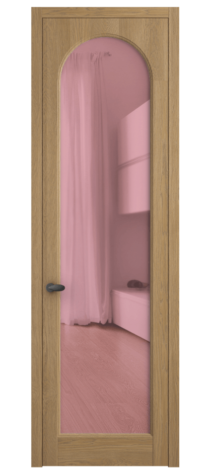Межкомнатная дверь Palazzo 6804 Дуб пшеничный матовый Прозрачное розовое стекло, триплекс, 6мм Цена 139609 ₽ | Volhovec