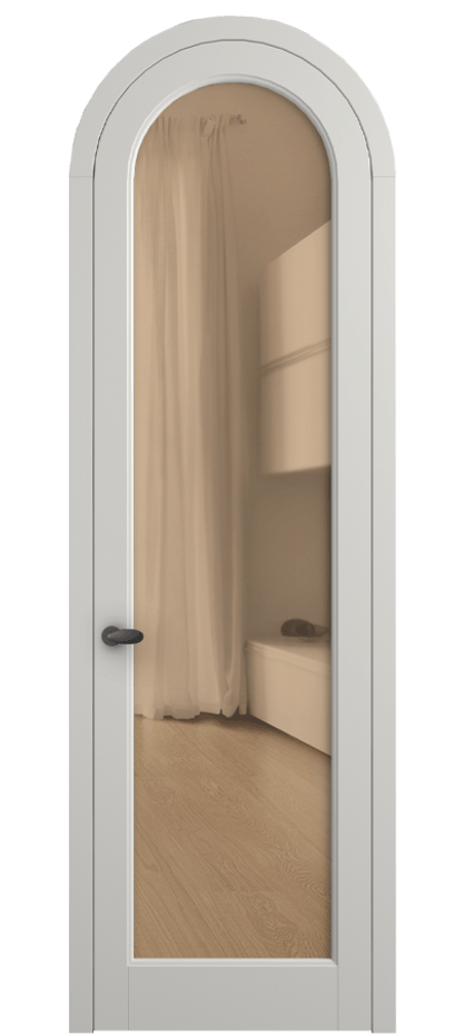 Межкомнатная дверь Palazzo 6814 Матовый серый Прозрачное оранжевое стекло, триплекс, 6мм Цена 117789 ₽ | Volhovec