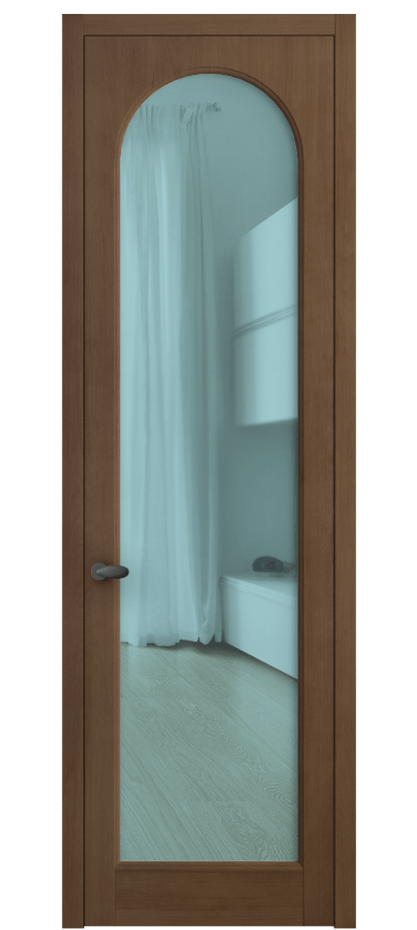 Межкомнатная дверь Palazzo 6804 Бук тёмный матовый Прозрачное голубое стекло, триплекс, 6мм Цена 114229 ₽ | Volhovec