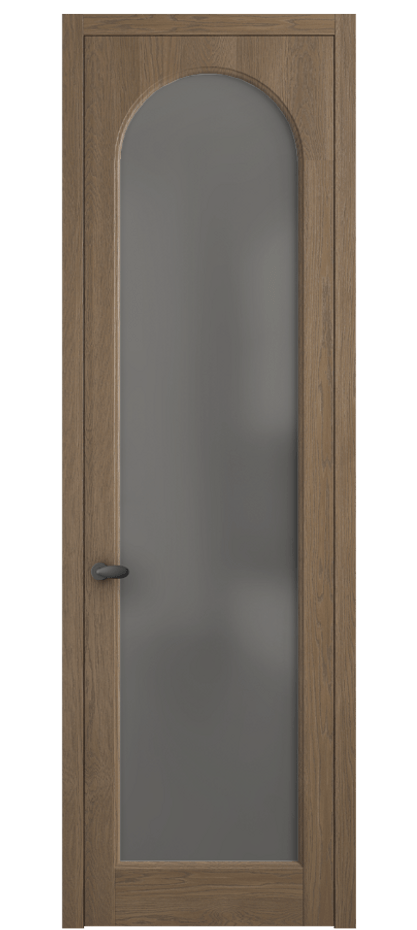 Межкомнатная дверь Palazzo 6804 Дуб джутовый матовый Сатинированное серое стекло, триплекс, 8 мм Цена 139609 ₽ | Volhovec