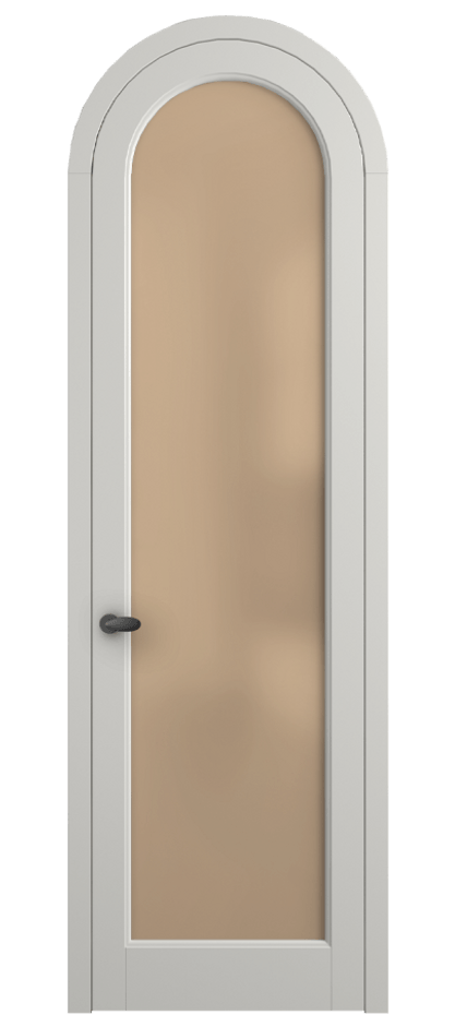 Межкомнатная дверь Palazzo 6814 Матовый серый Сатинированное оранжевое стекло, триплекс, 6мм Цена 117789 ₽ | Volhovec