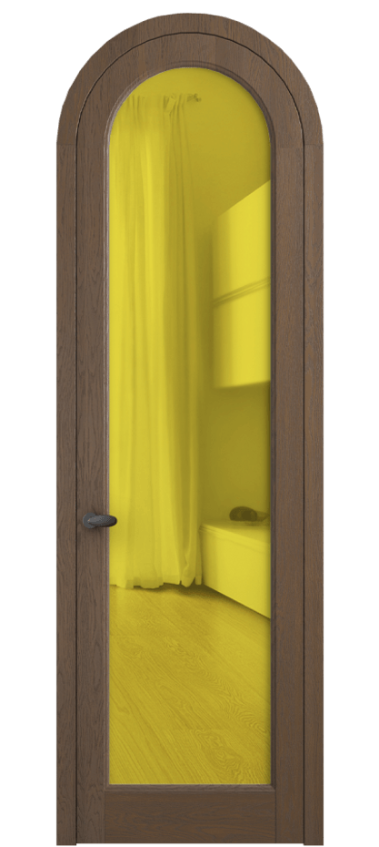 Межкомнатная дверь Palazzo 6814 Дуб туманный матовый Прозрачное жёлтое стекло, триплекс, 6мм Цена 194129 ₽ | Volhovec