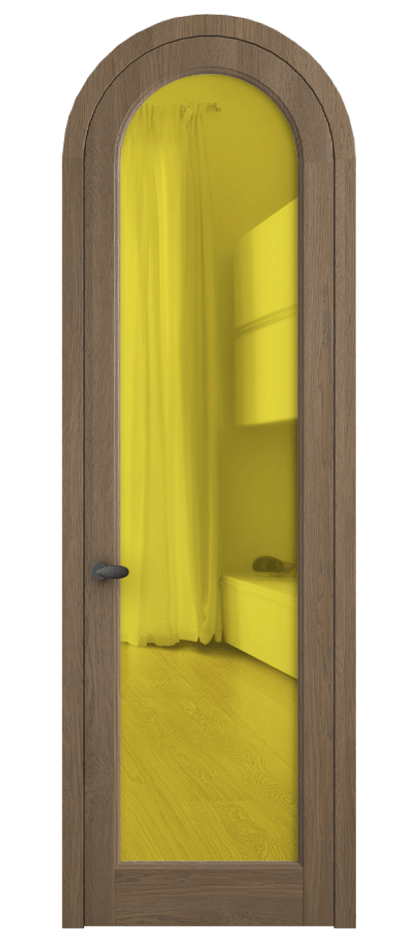 Межкомнатная дверь Palazzo 6814 Дуб джутовый матовый Прозрачное жёлтое стекло, триплекс, 6мм Цена 194129 ₽ | Volhovec