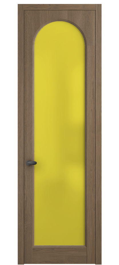 Межкомнатная дверь Palazzo 6804 Дуб джутовый матовый Сатинированное жёлтое стекло, триплекс, 6мм Цена 139609 ₽ | Volhovec