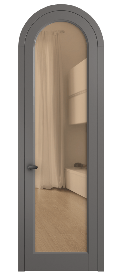 Межкомнатная дверь Palazzo 6814 Матовый классический серый Прозрачное оранжевое стекло, триплекс, 6мм Цена 117789 ₽ | Volhovec