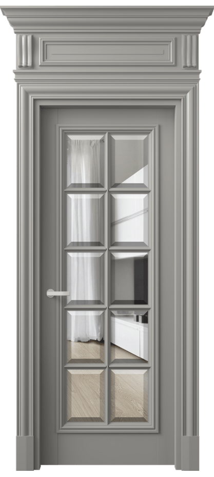 Межкомнатная дверь Антик 7310 Матовый нейтральный серый Прозрачное стекло с фацетом Цена 184009 ₽ | Volhovec
