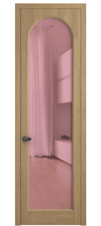 Межкомнатная дверь Palazzo 6804 Дуб соломенный матовый Прозрачное розовое стекло, триплекс, 6мм Цена 139609 ₽ | Volhovec