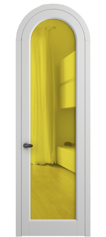Межкомнатная дверь Palazzo 6814 Матовый белоснежный Прозрачное жёлтое стекло, триплекс, 6мм Цена 117789 ₽ | Volhovec