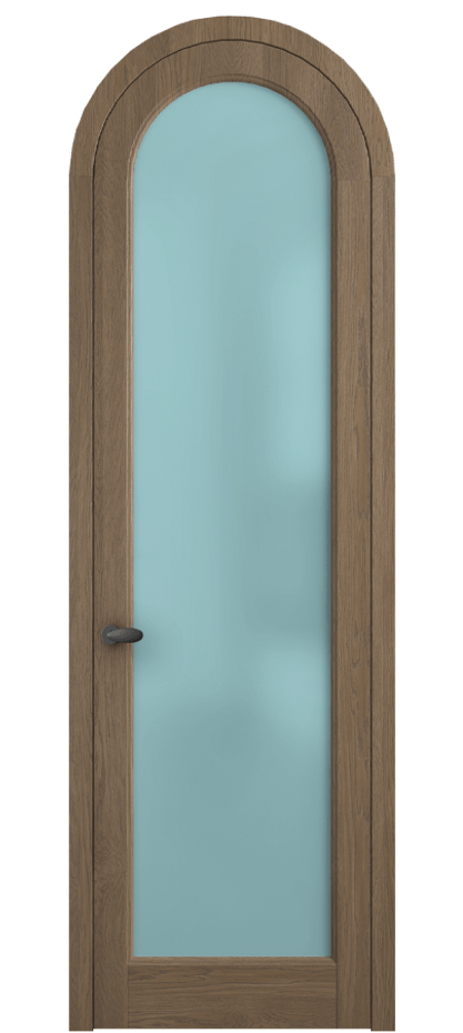 Межкомнатная дверь Palazzo 6814 Дуб джутовый матовый Сатинированное голубое стекло, триплекс, 6мм Цена 194129 ₽ | Volhovec