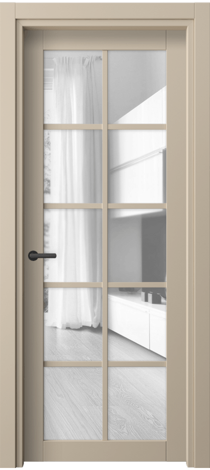 Межкомнатная дверь Neo 2106 ПЭТ светло-бежевый Прозрачное стекло, триплекс, 6 мм Цена 33699 ₽ | Volhovec