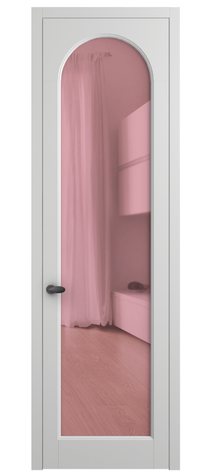Межкомнатная дверь Palazzo 6804 Матовый белоснежный Прозрачное розовое стекло, триплекс, 6мм Цена 91169 ₽ | Volhovec