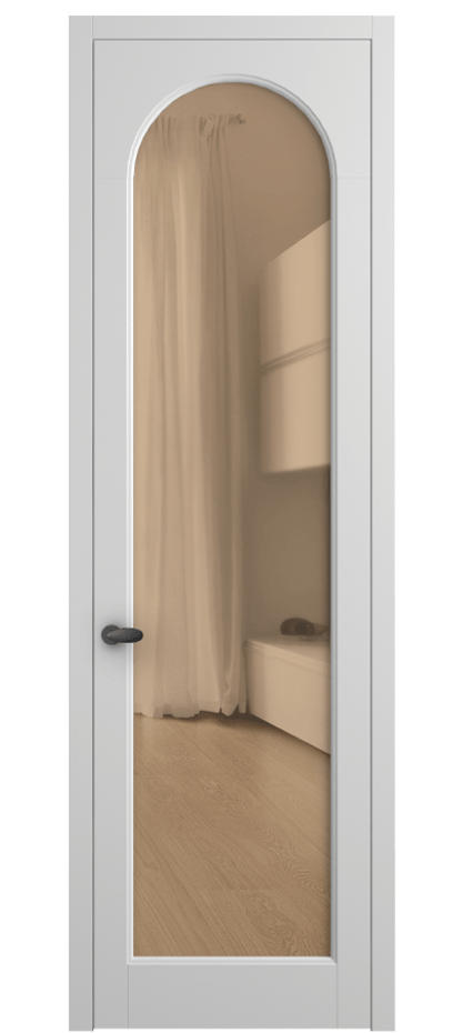 Межкомнатная дверь Palazzo 6804 Матовый белоснежный Прозрачное оранжевое стекло, триплекс, 6мм Цена 91169 ₽ | Volhovec