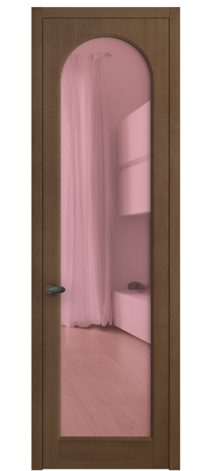 Межкомнатная дверь Palazzo 6804 Бук тёмный матовый Прозрачное розовое стекло, триплекс, 6мм Цена 114229 ₽ | Volhovec