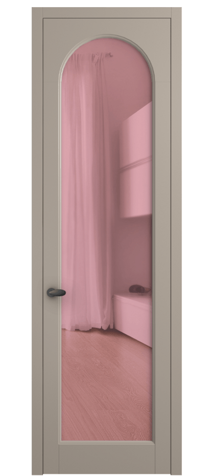 Межкомнатная дверь Palazzo 6804 Матовый бисквитный Прозрачное розовое стекло, триплекс, 6мм Цена 91169 ₽ | Volhovec