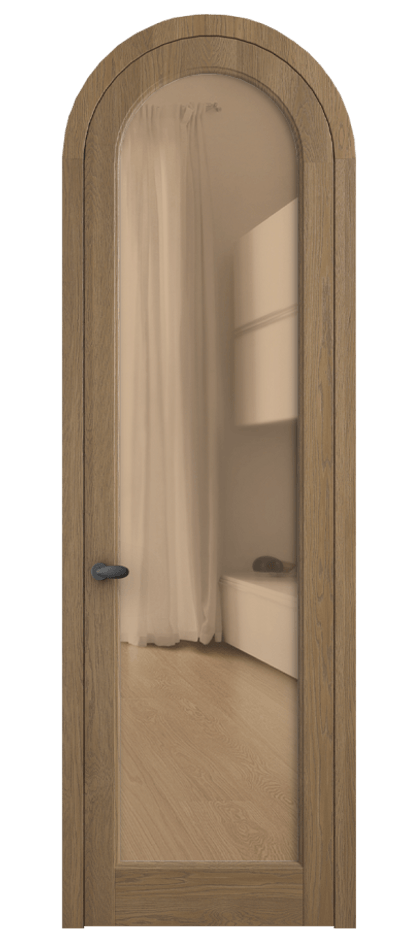 Межкомнатная дверь Palazzo 6814 Дуб мускатный матовый Прозрачное оранжевое стекло, триплекс, 6мм Цена 194129 ₽ | Volhovec